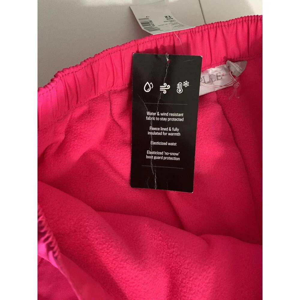 The Children's Place Snow Pants Girls 12 Winter Fleece Lined Hot Gossip Neon